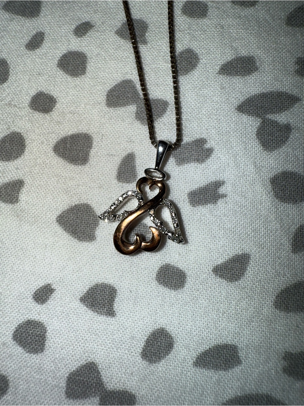 10k gold & 925 Sterling silver Jane Seymour Open Heart Angel Necklace
